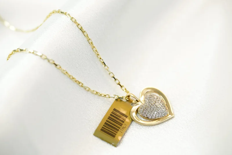 14k Crystal Heart Necklace