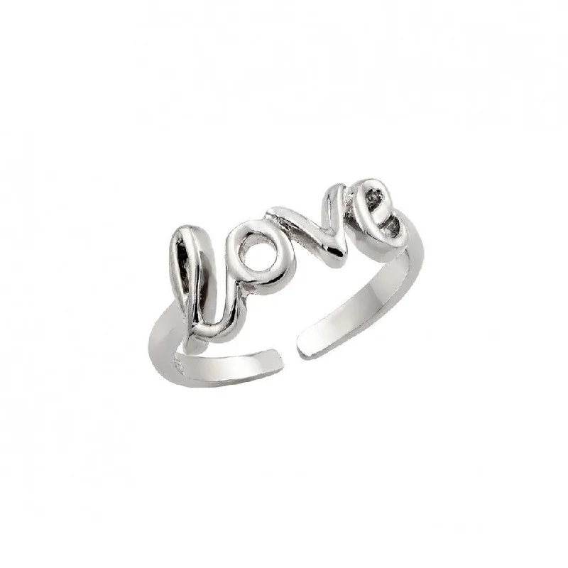 Silver 925 Rhodium Plated Love Toe Ring - BGR00843