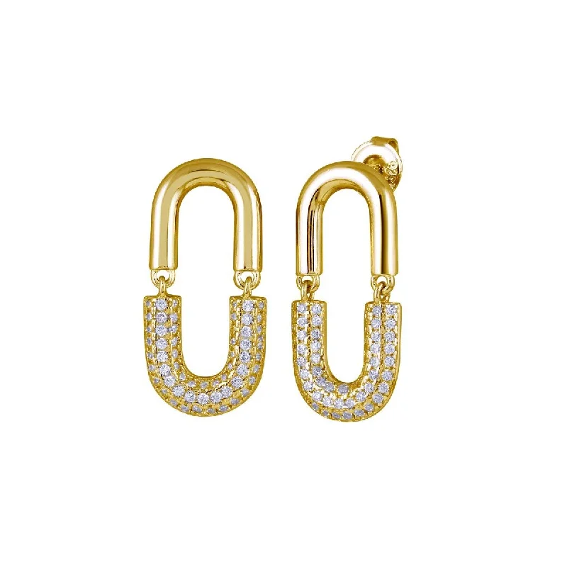 Gold Plated 925 Sterling Silver Dangling Movable Link  Earring - GME00119GP