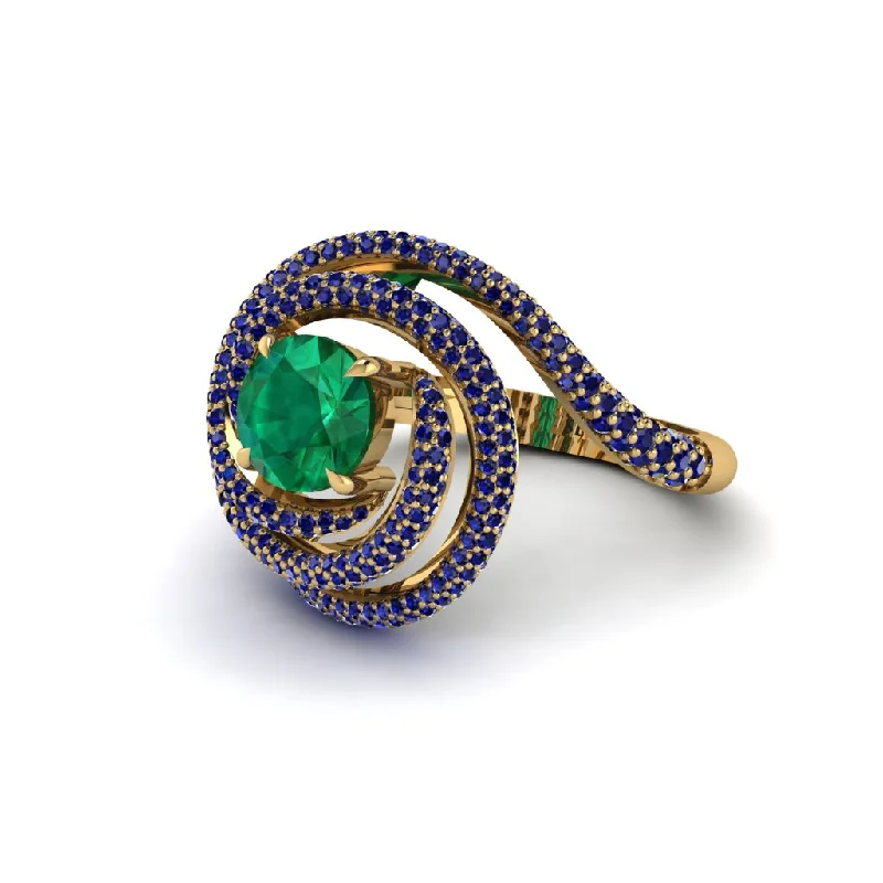 Emerald Double Halo Swirling Engagement Ring - Serena No. 64