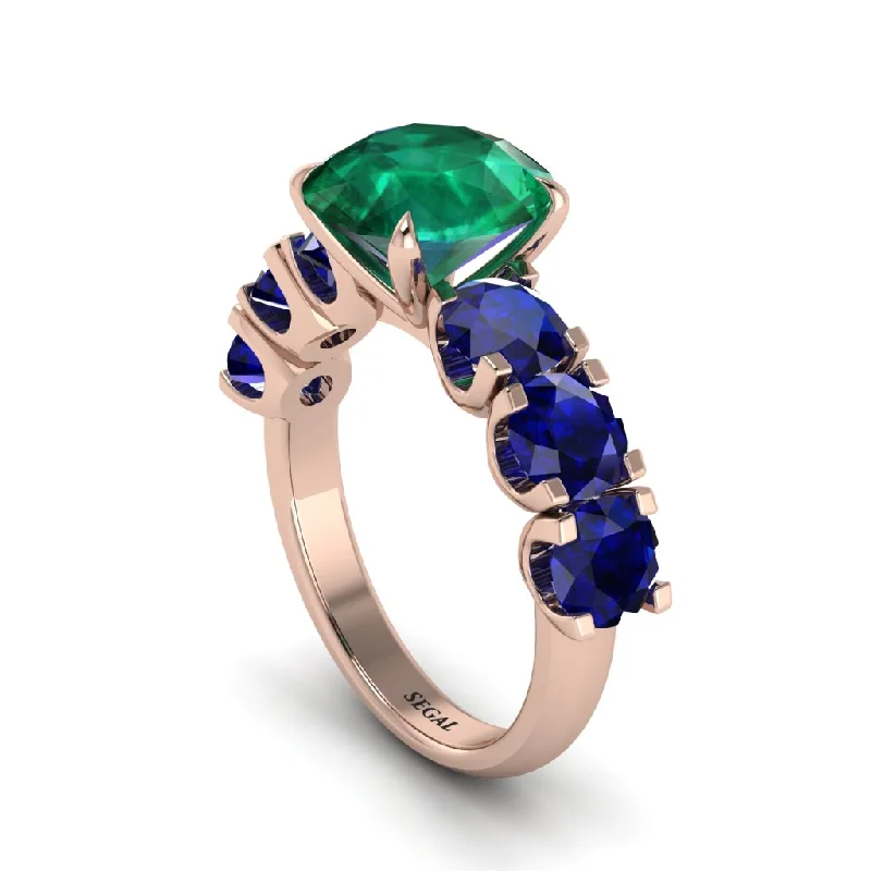 Round Cut Emerald Cathedral Engagement Ring - Tatum No. 65