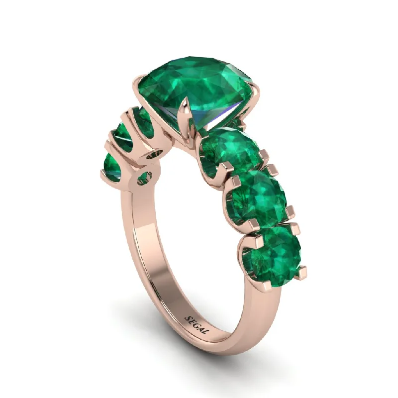 Round Cut Emerald Cathedral Engagement Ring - Tatum No. 20