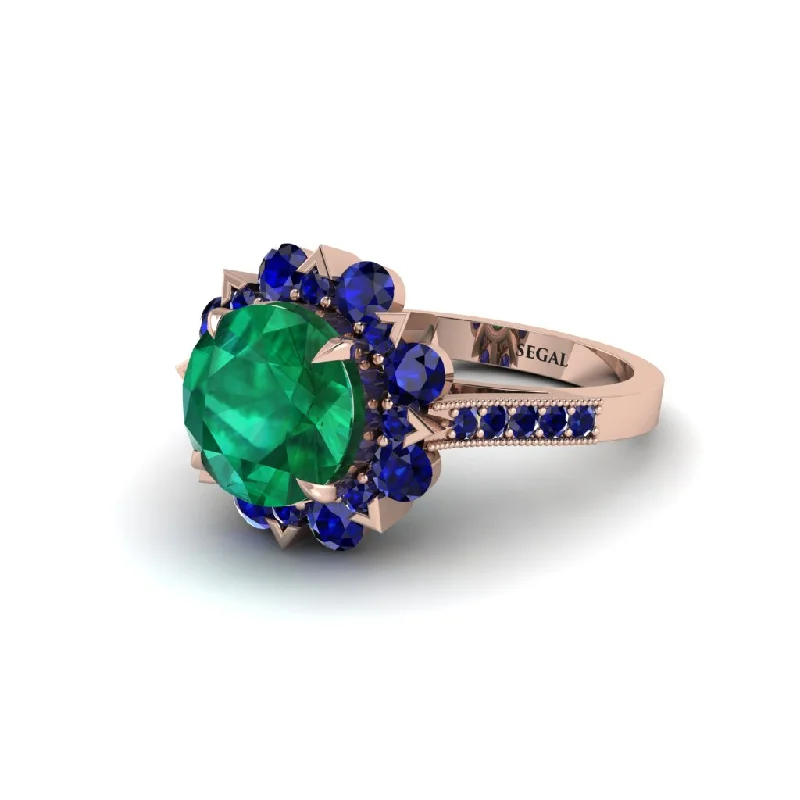 Emerald Halo Sunburst Engagement Ring - Winter No. 65