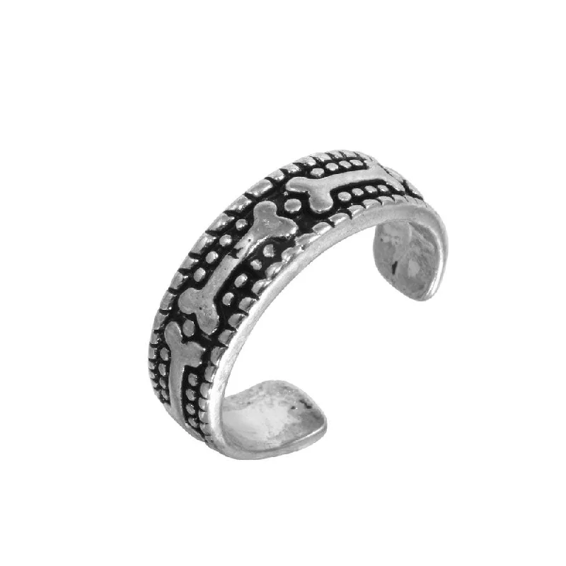 Oxidized 925 Sterling Silver Dog Bone Design Toe Ring - TR299-A