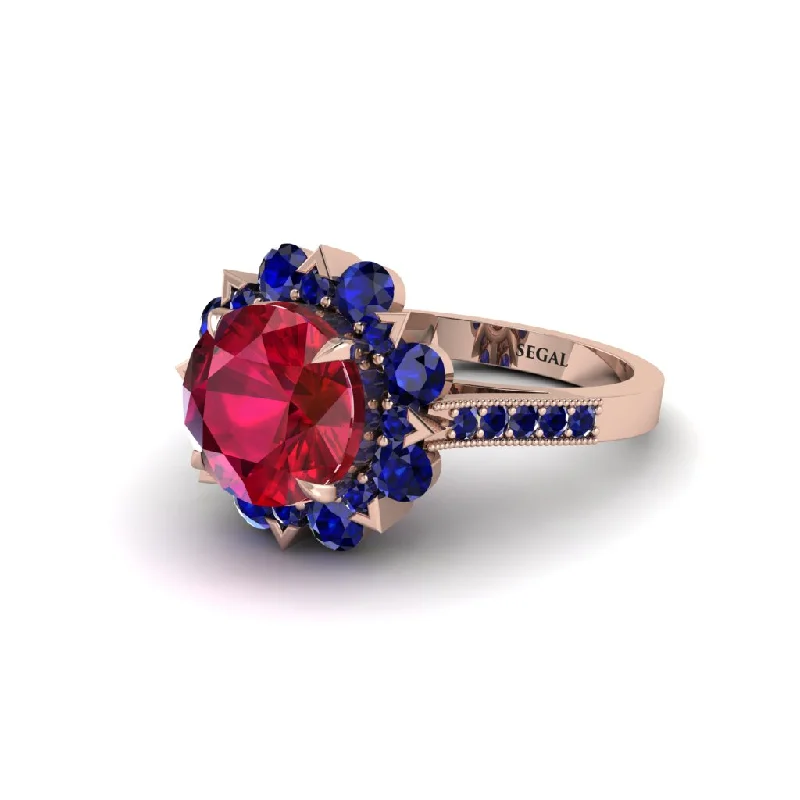 Ruby Halo Sunburst Engagement Ring - Winter No. 71