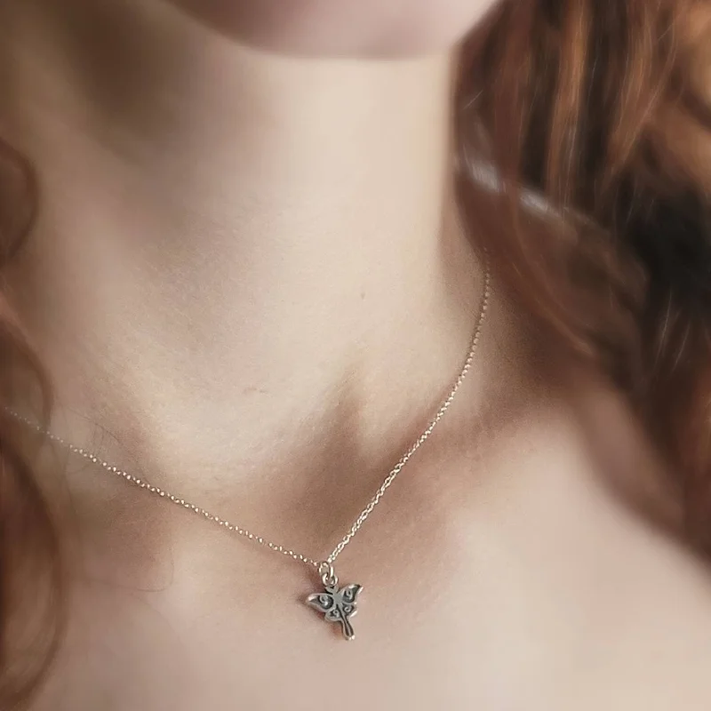 Tiny Luna Moth Necklace