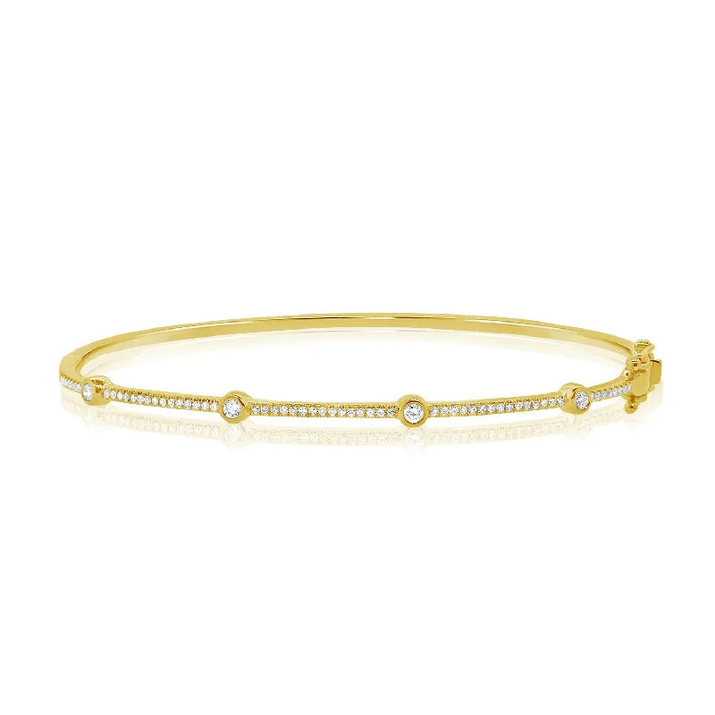 Classic 14K Gold Diamond Bangle Bracelet