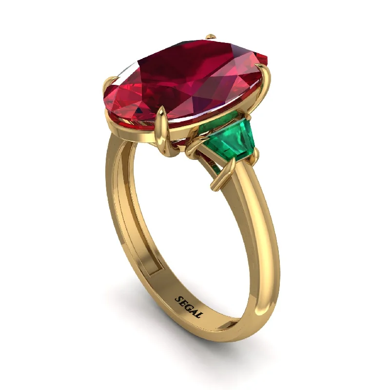 Oval-Cut Ruby Three Stone Engagement Ring - Amari No. 25