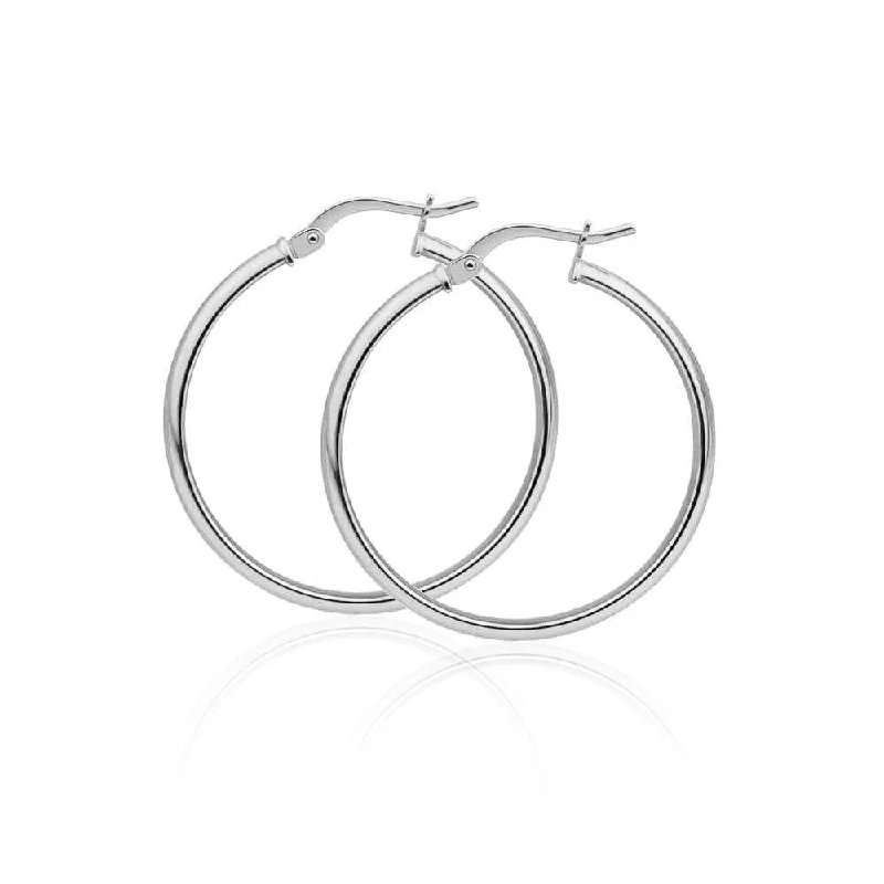 Silver 925 High Polished Hoop Earrings 1.5mm - HP02-1.5