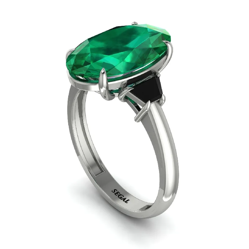 Oval-Cut Emerald Three Stone Engagement Ring - Amari No. 36