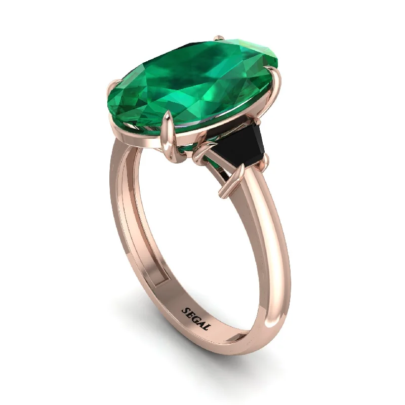 Oval-Cut Emerald Three Stone Engagement Ring - Amari No. 35