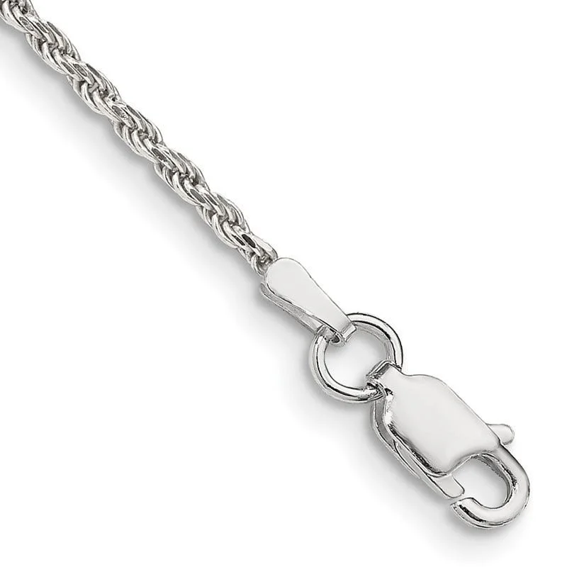 Sterling Silver 1.7mm Diamond-cut Rope Chain Bracelet