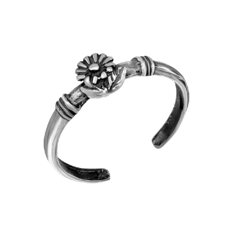 Silver 925 Flower Adjustable Toe Ring - TR296-A