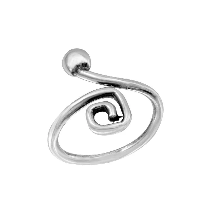 Silver 925 Ball and Square Curl Adjustable Toe Ring - TR277-A