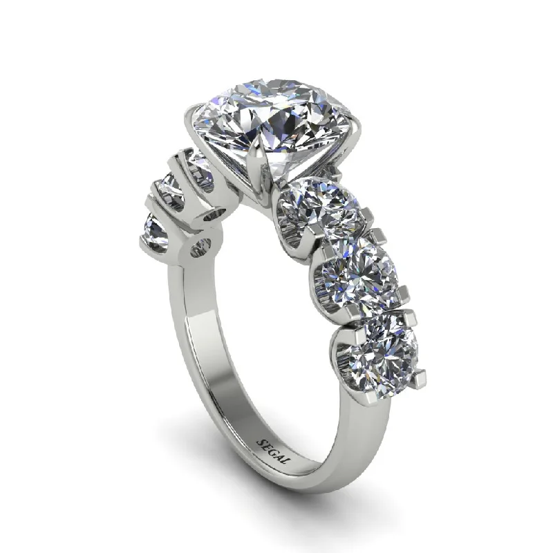 Round Cut Diamond Cathedral Engagement Ring - Tatum No. 3