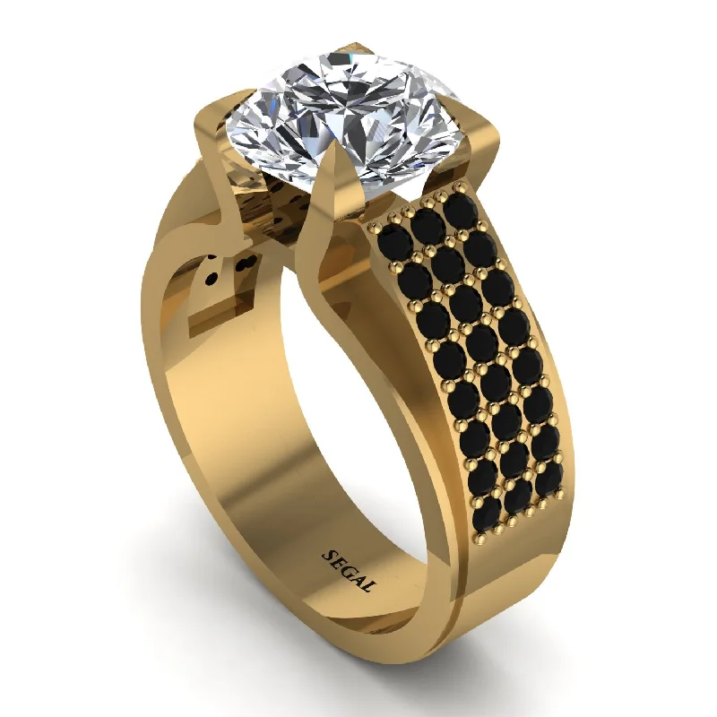 Round Cut Diamond 14K Gold Pave Engagement Ring - Saylor No. 31