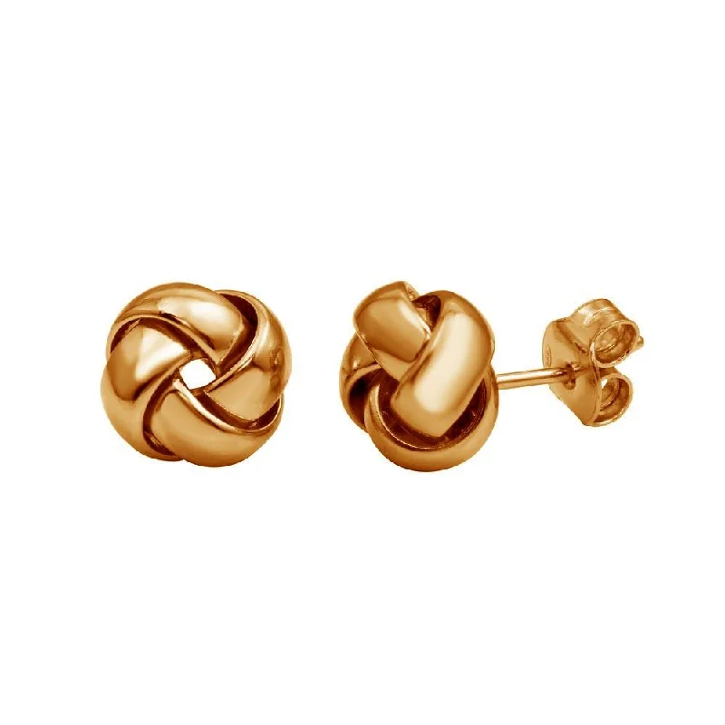 Rose Gold Plated 925 Sterling Silver Knot Stud Earrings - ARE00024RGP