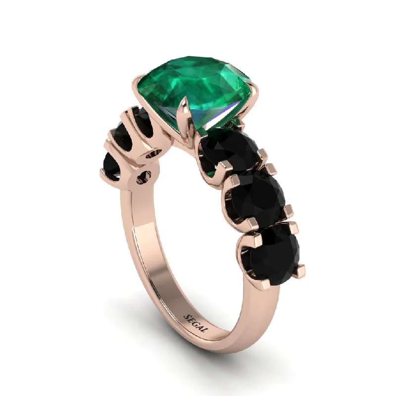 Round Cut Emerald Cathedral Engagement Ring - Tatum No. 35