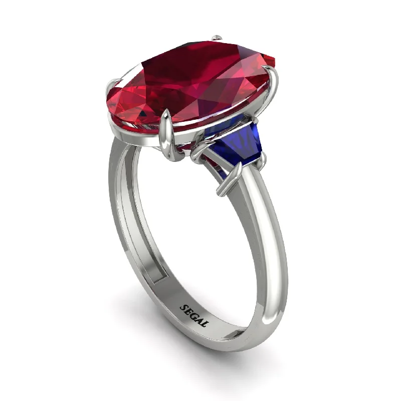 Oval-Cut Ruby Three Stone Engagement Ring - Amari No. 72