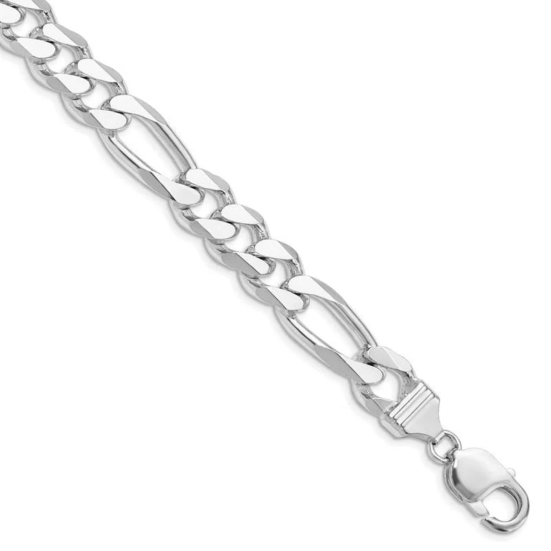 Sterling Silver Rhodium-plated 10.75mm Figaro Chain Bracelet