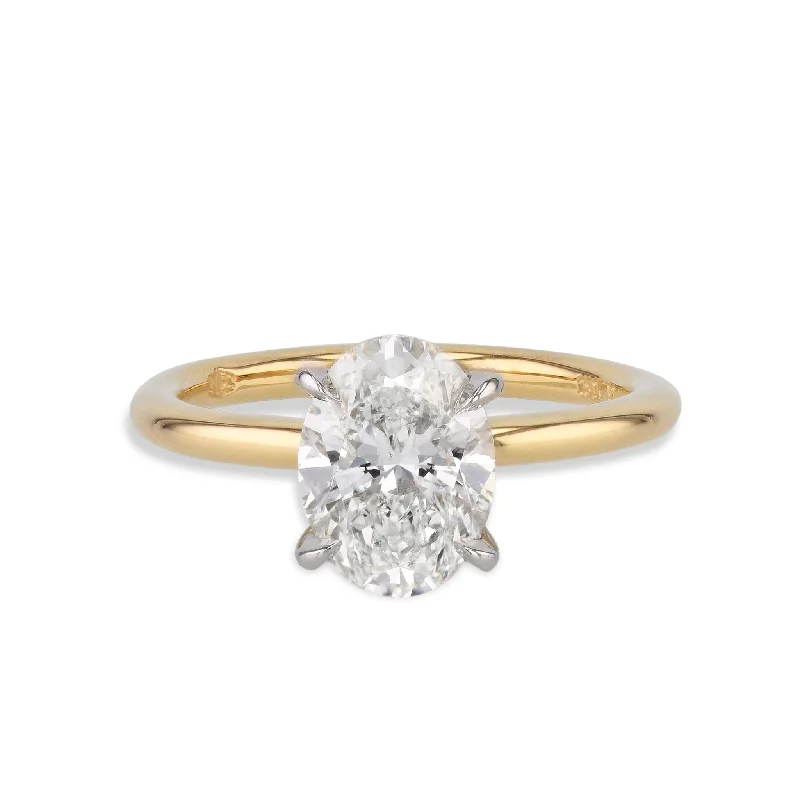 Oval Cut Diamond Platinum Yellow Gold Engagement Ring