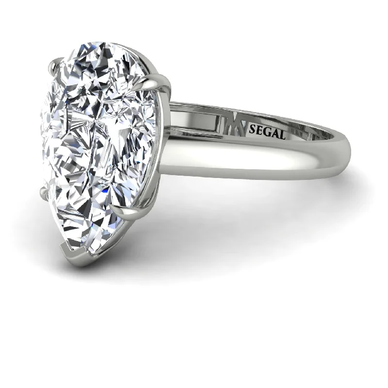 Pear Cut Diamond Solitaire Engagement Ring - Elle No. 3