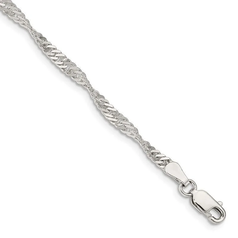 Sterling Silver 3mm Singapore Chain Bracelet