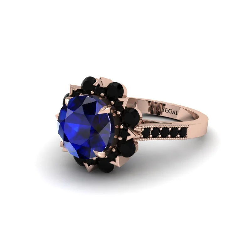 Sapphire Halo Sunburst Engagement Ring - Winter No. 44