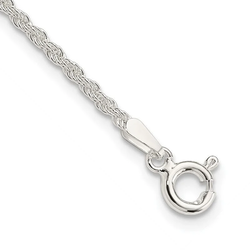 Sterling Silver 1.8mm Solid Rope Chain Bracelet