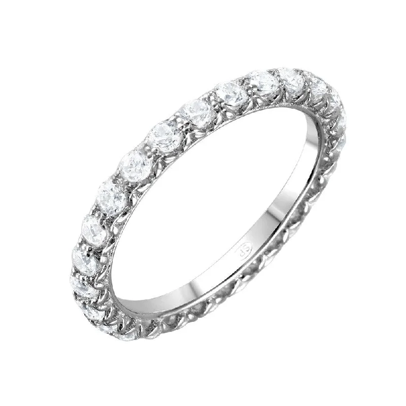 Silver 925 Rhodium Plated CZ Infinity Ring - GMR00066