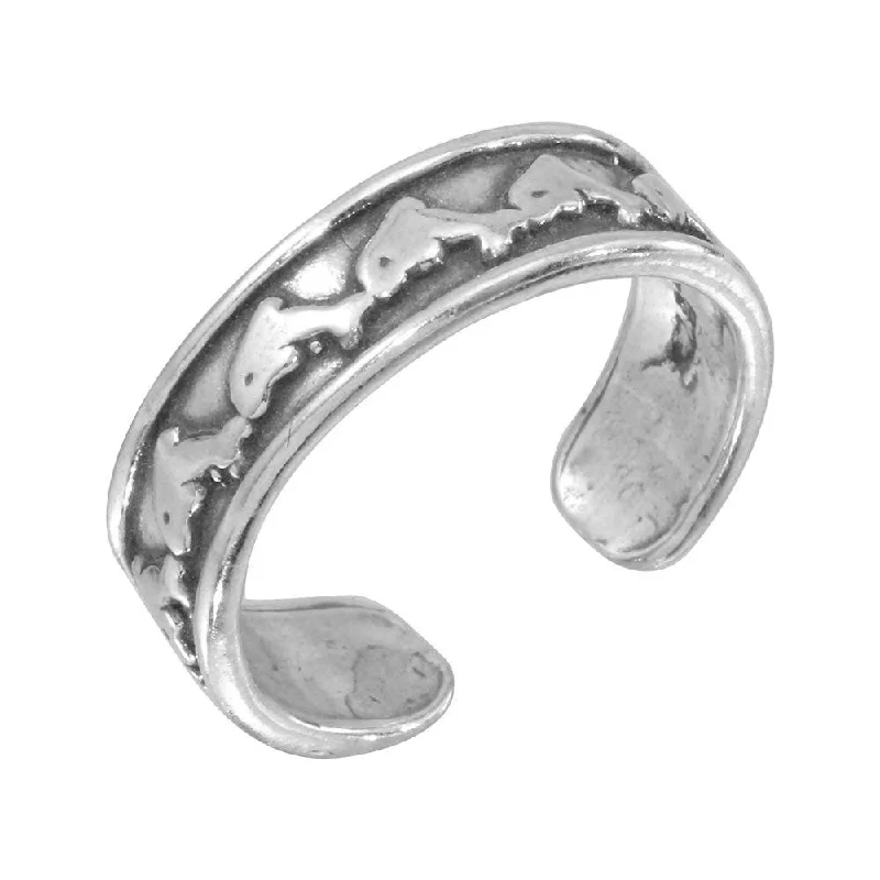 Silver 925 Dolphin Link Adjustable Toe Ring - TR154-A