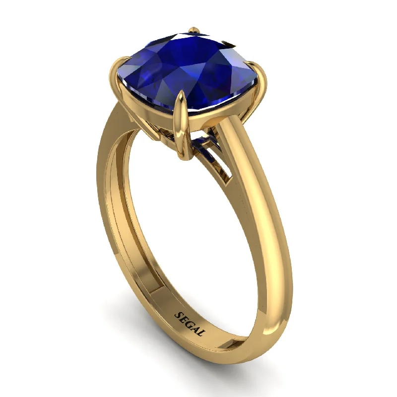 Cushion Cut Sapphire Solitaire Engagement Ring - Royalty No. 13