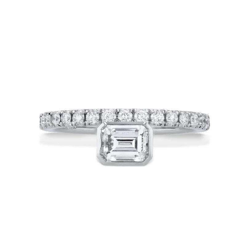 Emerald Cut Diamond Platinum Engagement Ring