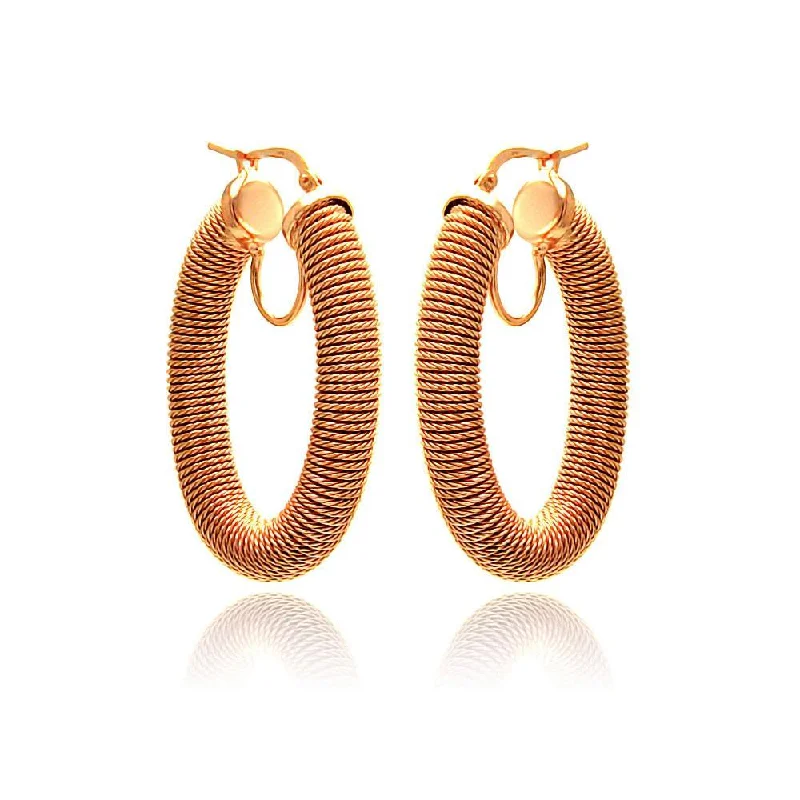 Clearance-Silver 925 Rose Gold Plated Hoop Earrings - ITE00041RGP