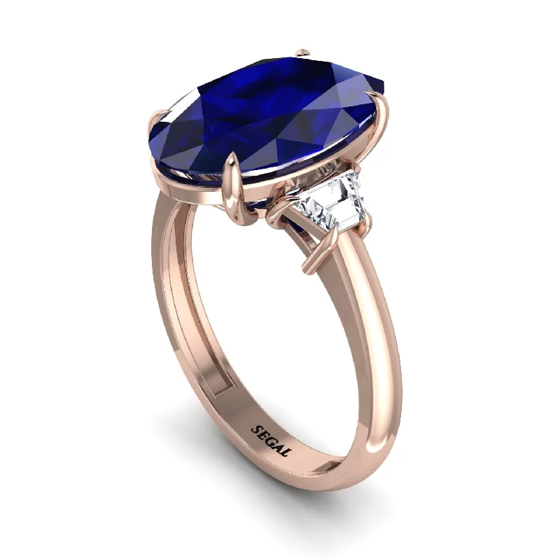 Oval-Cut Sapphire Three Stone Engagement Ring - Amari No. 14