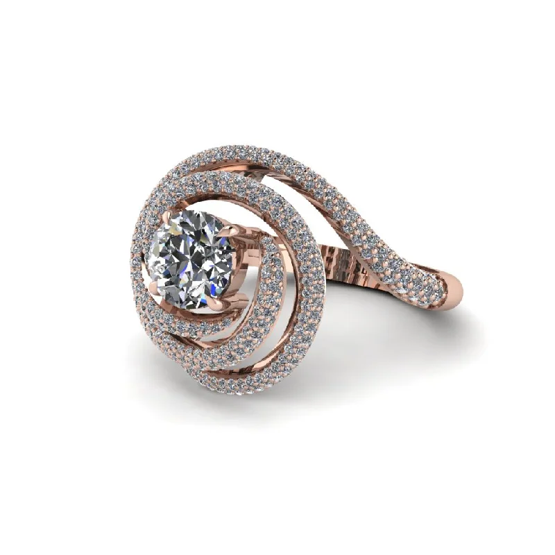 Diamond Double Halo Swirling Engagement Ring - Serena No. 2