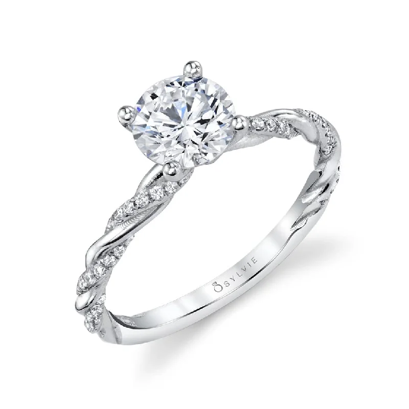 Sylvie Collection 14K White Gold Round Engagement Ring Setting