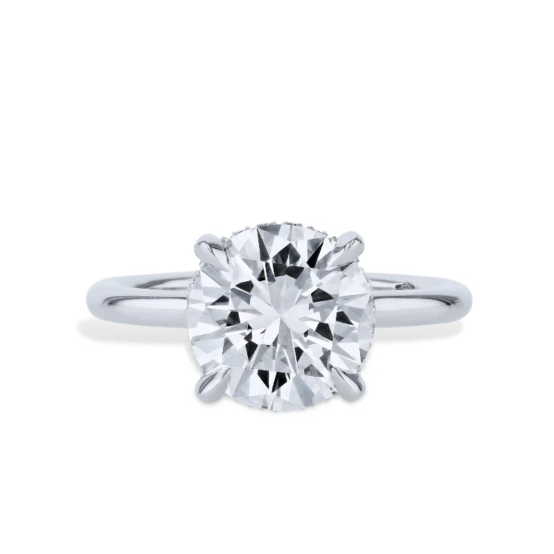 3.11 Carat Round Diamond Platinum Engagement Ring