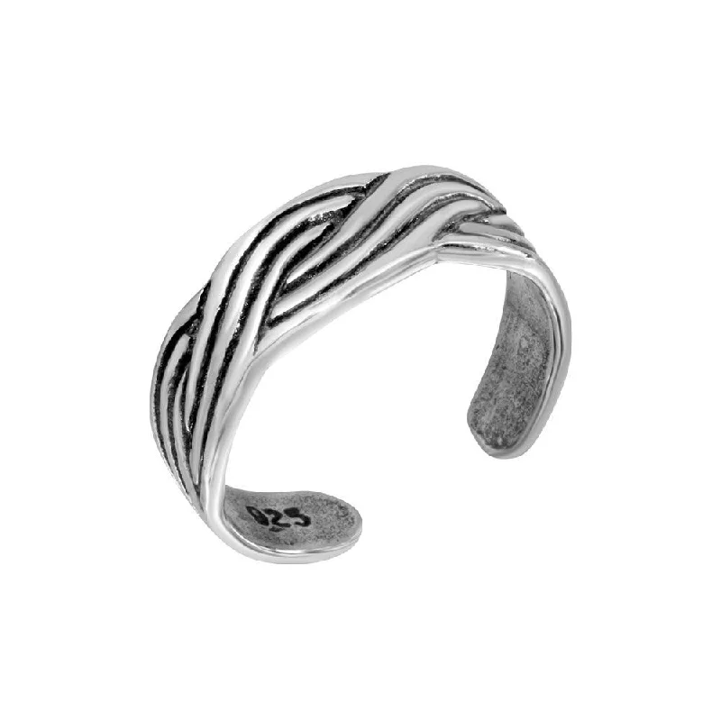 Silver 925 3 Line Butterfly Adjustable Toe Ring - TR275-A