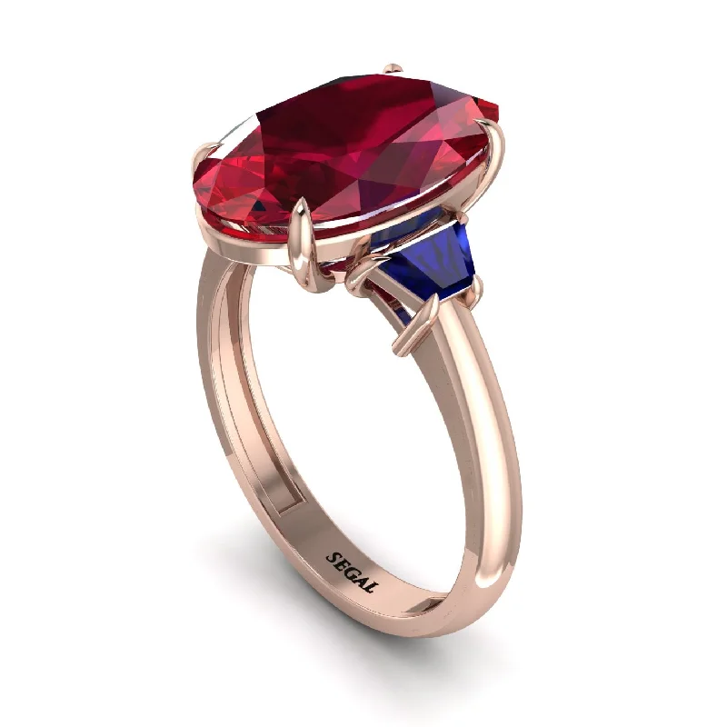 Oval-Cut Ruby Three Stone Engagement Ring - Amari No. 71