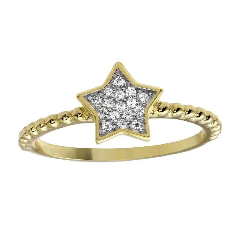 Gold Plated 925 Sterling Silver Small Star Ring with CZ - BGR01180