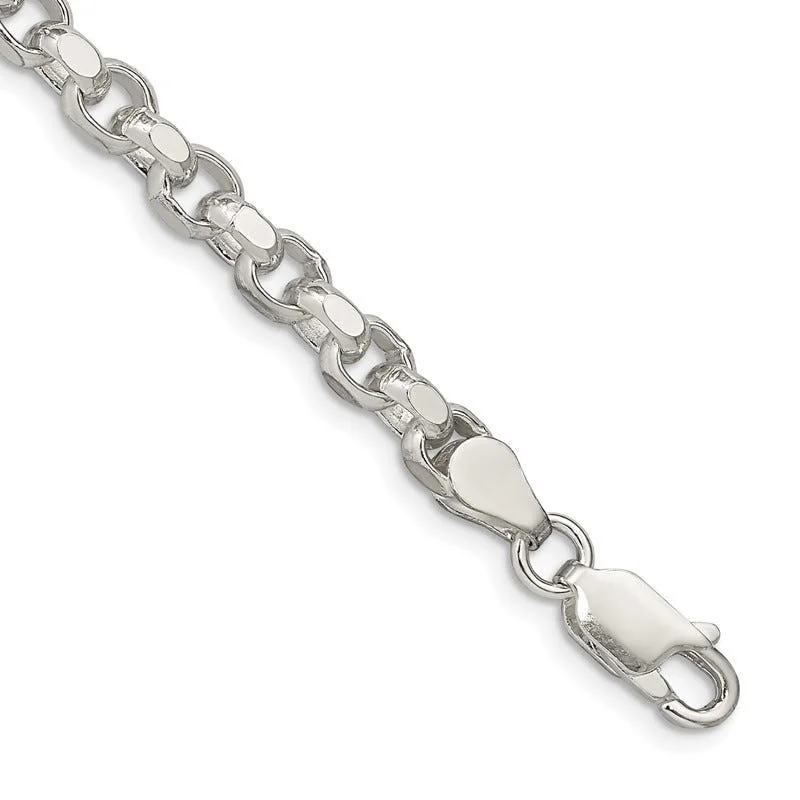 Sterling Silver 4mm Diamond-cut Rolo Chain Bracelet