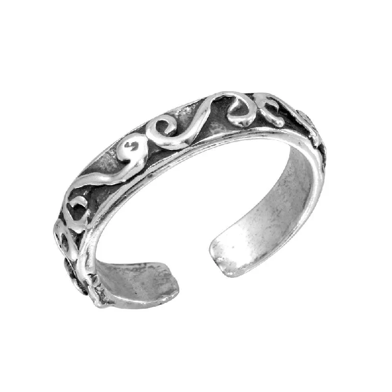 Silver 925 Calligraphy Lines Design Toe Ring - TR118-A