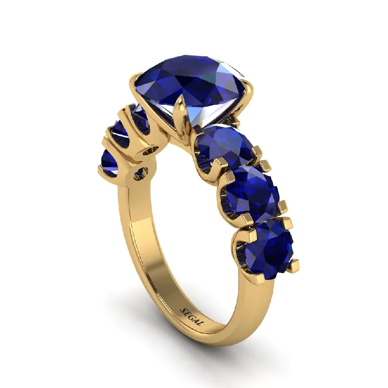 Round Cut Sapphire Cathedral Engagement Ring - Tatum No. 73