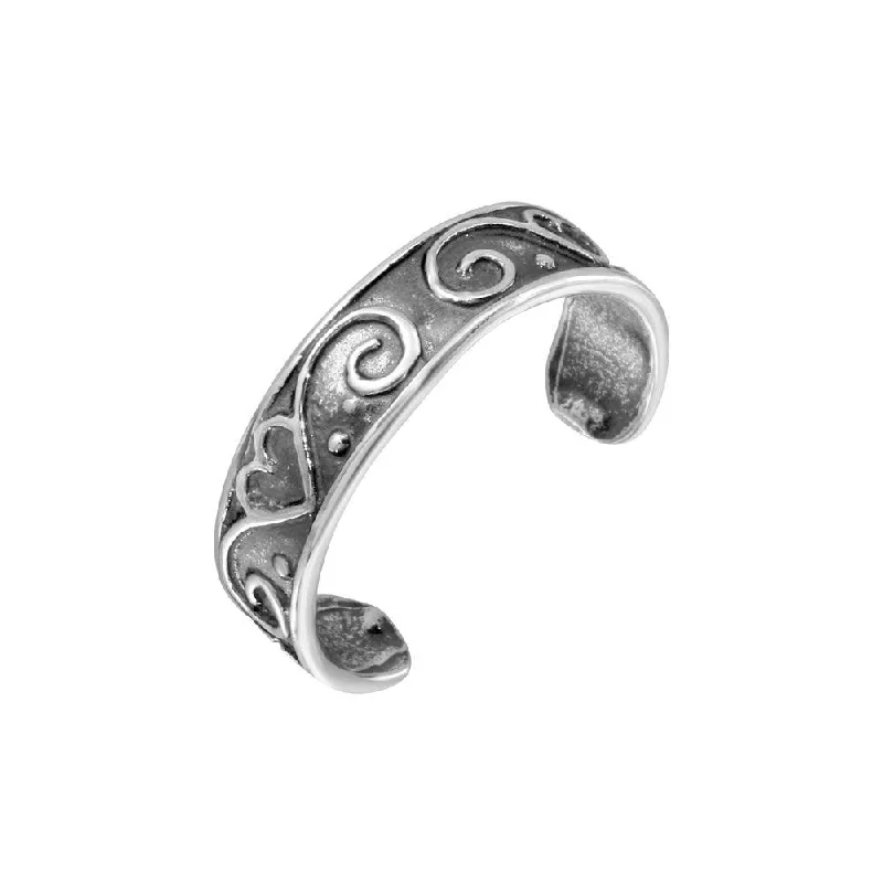 925 Sterling Silver Calligraphy Curve Heart Toe Ring - TR199-A