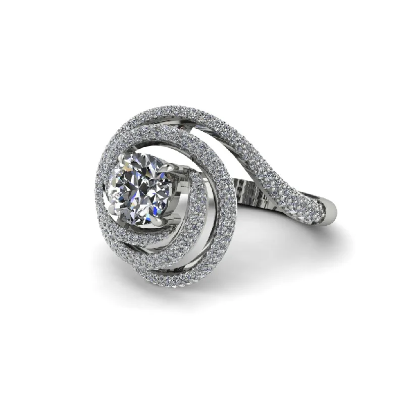 Diamond Double Halo Swirling Engagement Ring - Serena No. 3