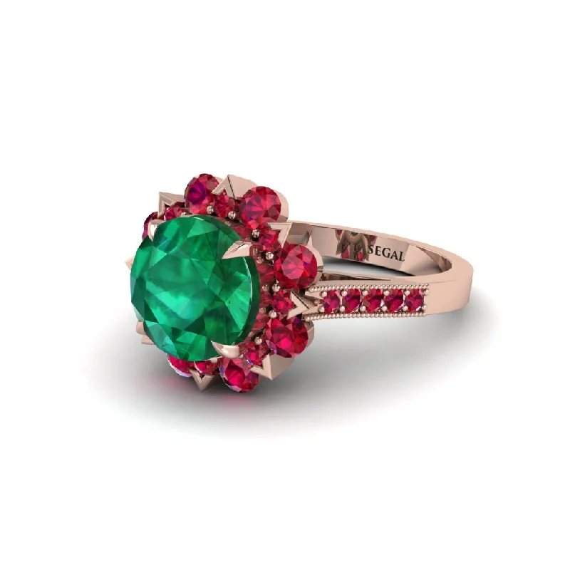 Emerald Halo Sunburst Engagement Ring - Winter No. 50