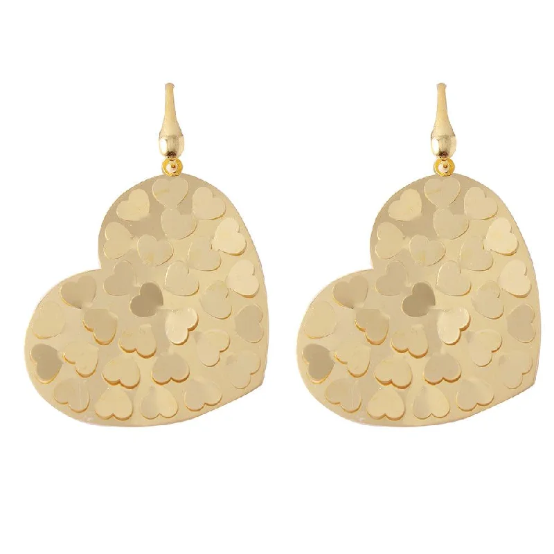 Silver 925 Gold Plated Flat Scoop Heart Earrings - ECE00015Y