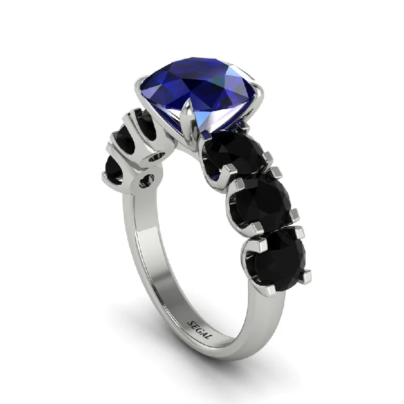 Round Cut Sapphire Cathedral Engagement Ring - Tatum No. 45