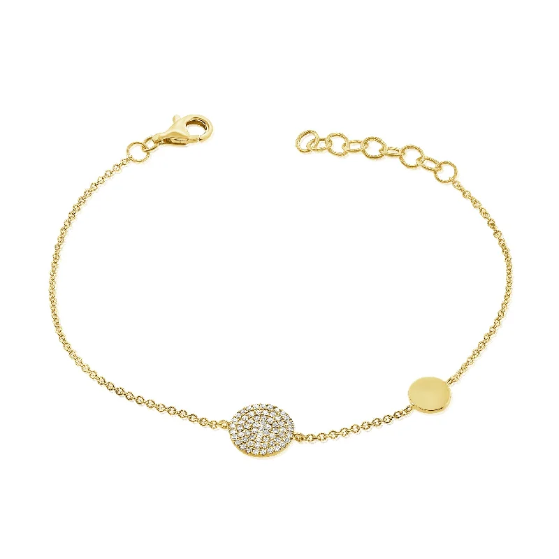 Diamond Circle Disc Bracelet in 14K Gold